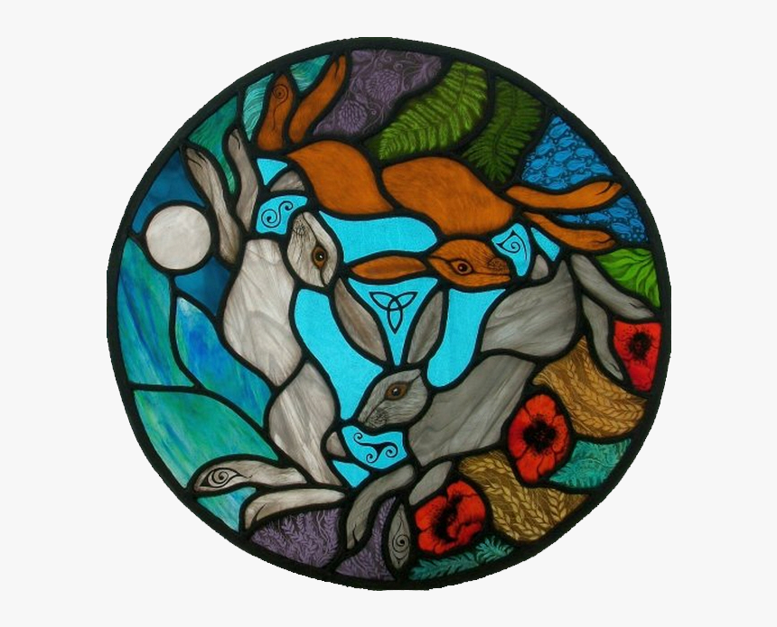 Three Hares Stained Glass, HD Png Download
