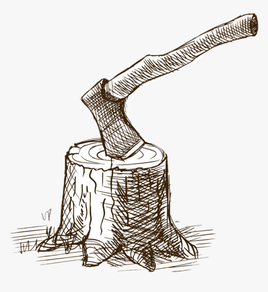 #axe #stump #lumberjack #logging #axes - Axe Woodcut, HD Png Download