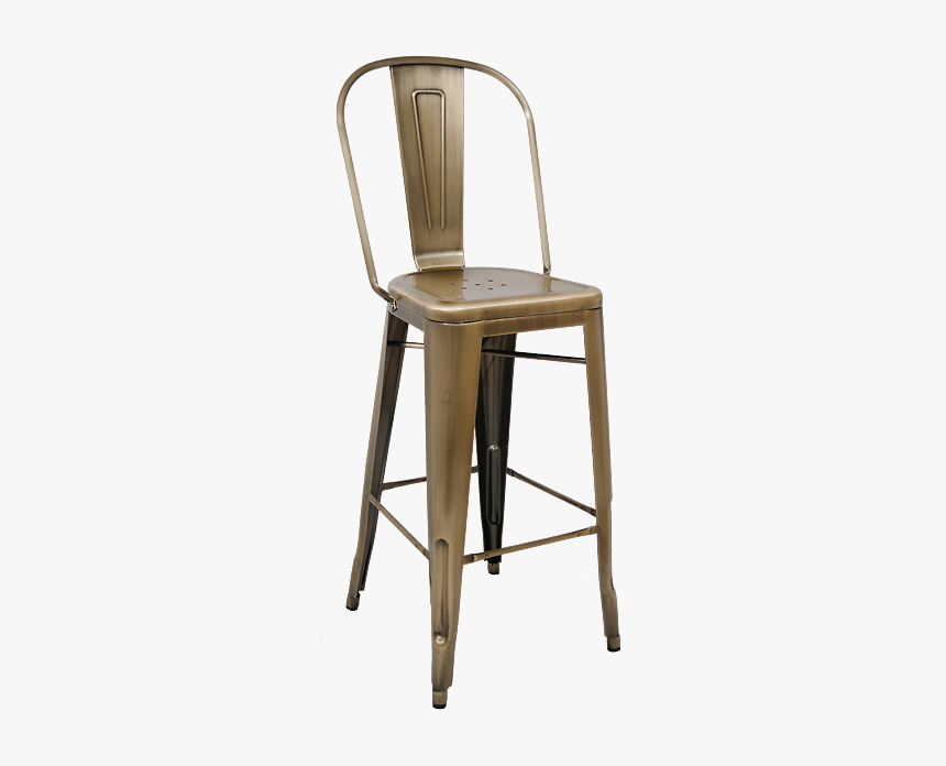 Bistro Style Metal Bar Stool In Brass Finish - Μεταλλικα Σκαμπο Με Πλατη, HD Png Download