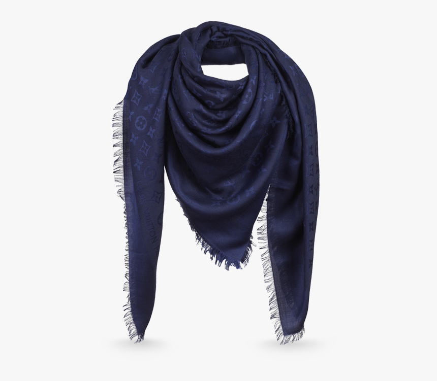 Monogram Shawl Via Louis Vuitton - Louis Vuitton Dark Blue Scarf, HD Png Download