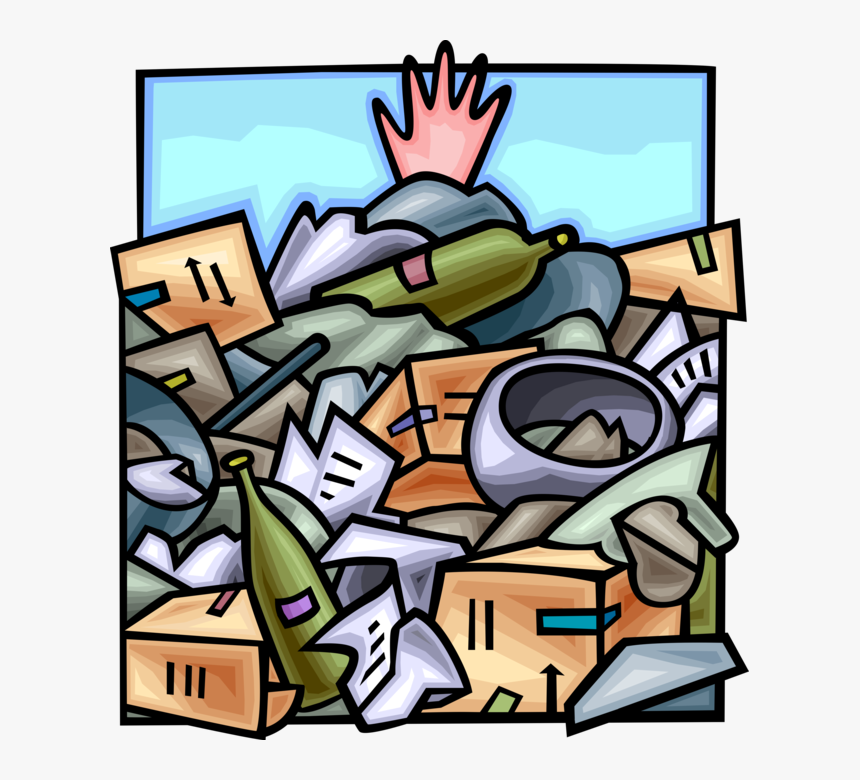 Vector Illustration Of Hand Buried Under Waste Dump, HD Png Download