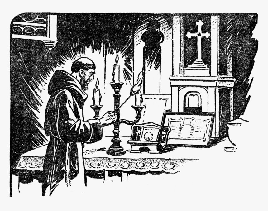 Weirdtalesv36n2pg043 Priest And Candles - Superstitions And Taboos, HD Png Download
