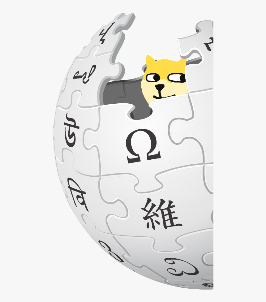 A Half Of Wikipedia Logo With A Doge, HD Png Download
