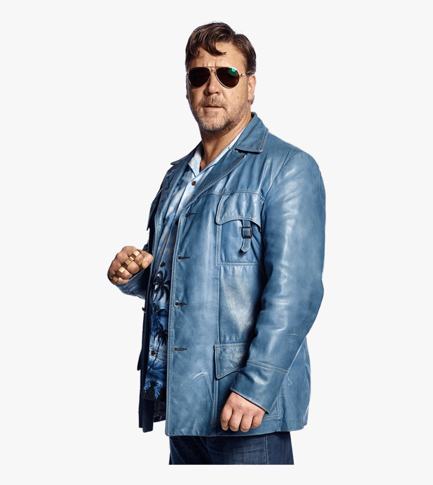 Russell Crowe Blue Leather Jacket, HD Png Download