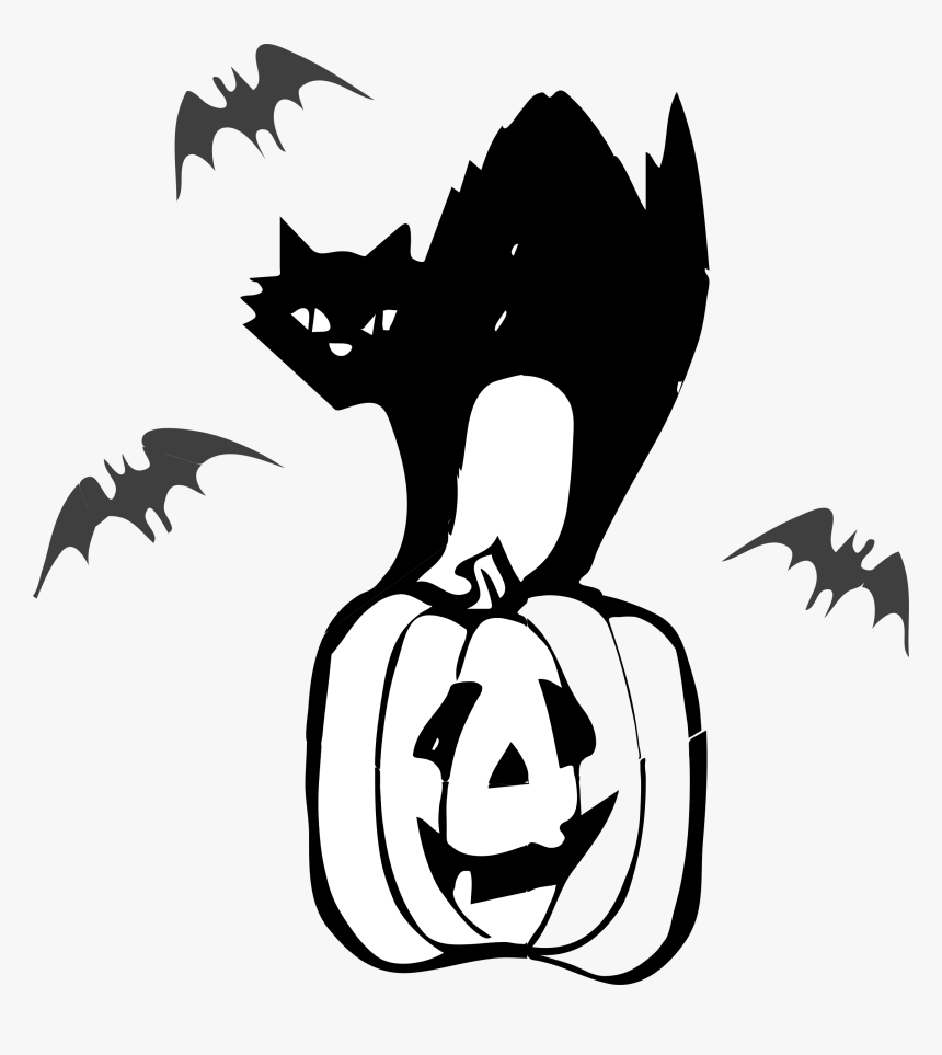 Black Cat Halloween Clipart On Pumkin Indis Site Transparent, HD Png Download