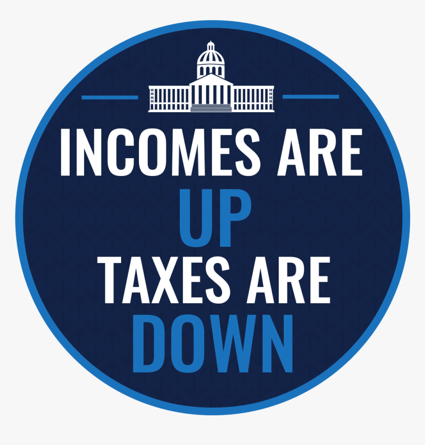 Graphic That States Incomes Are Up, Taxes Are Down, HD Png Download