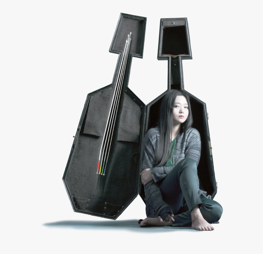 Asian Girl Sitting In A Cello Suitcase, HD Png Download