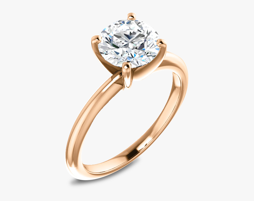Solitaire Round Engagement Ring In Rose Gold, HD Png Download