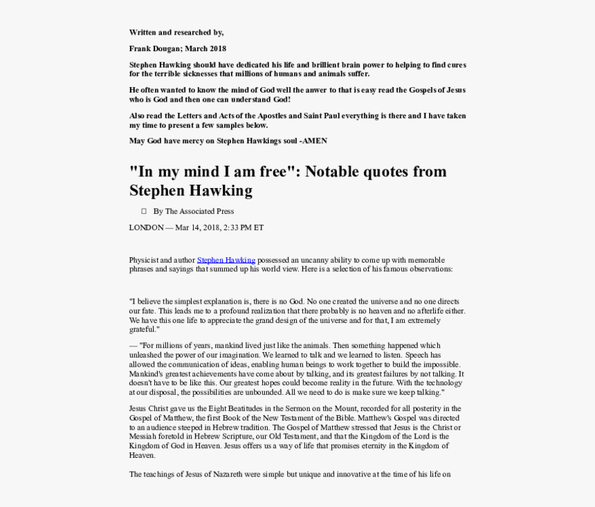 Stephen Hawking Png, Transparent Png