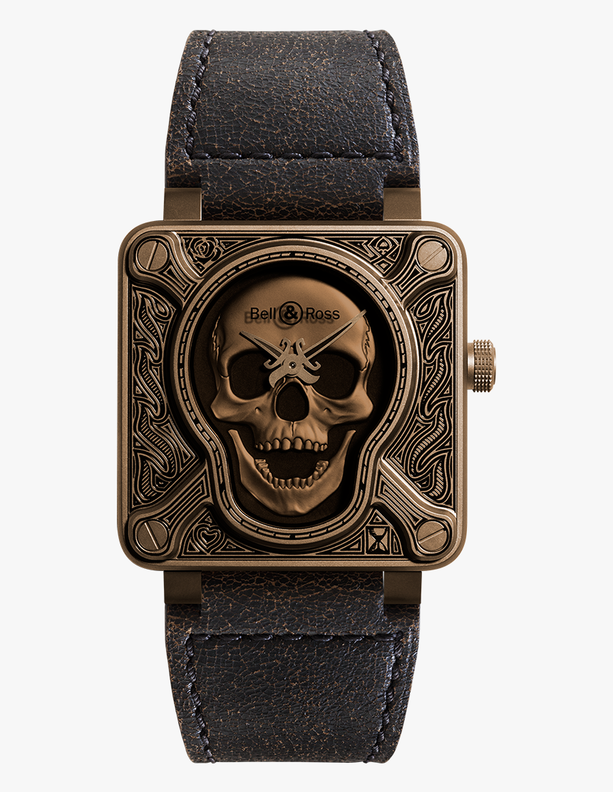 Luxury Cheap Bell & Ross Br S White Ceramic Brs Wh - Bell And Ross Skull Bronze, HD Png Download