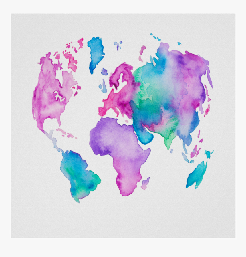 Poster Modern Watercolor World Map, HD Png Download