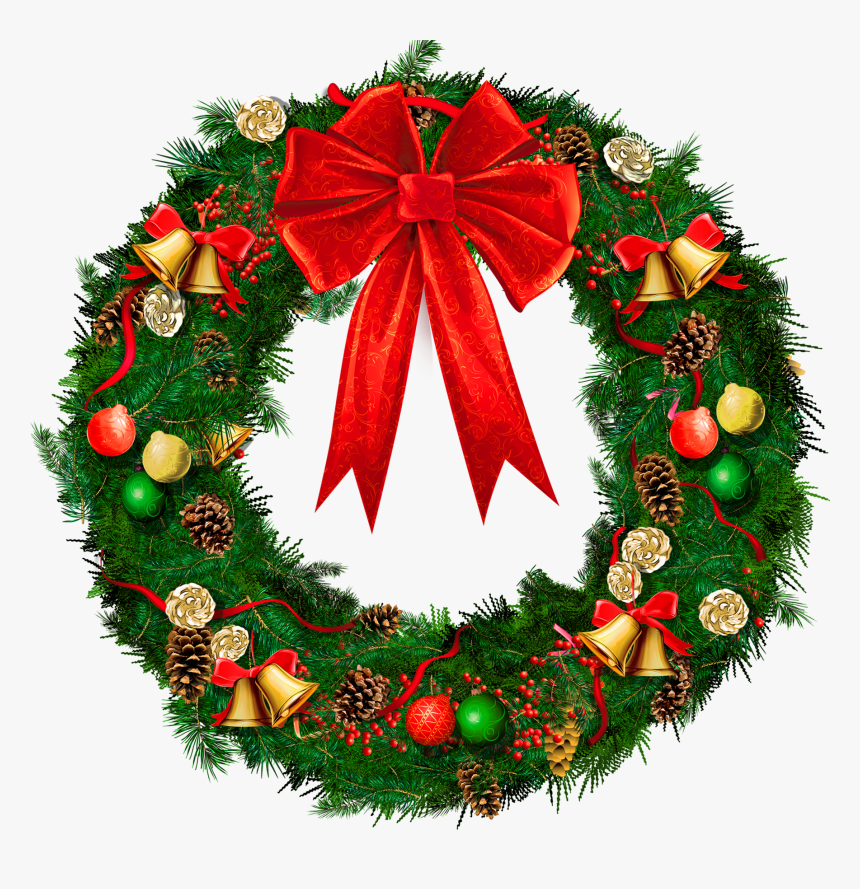 Wreath Christmas Clip Art - Christmas Wreath, HD Png Download