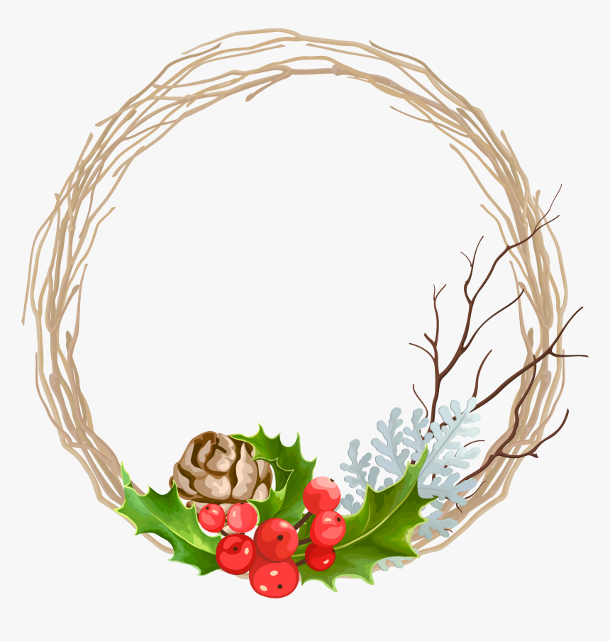 Vector Transparent Wreath Christmas Decoration Transprent - Wreath Vector Png Hd, Png Download
