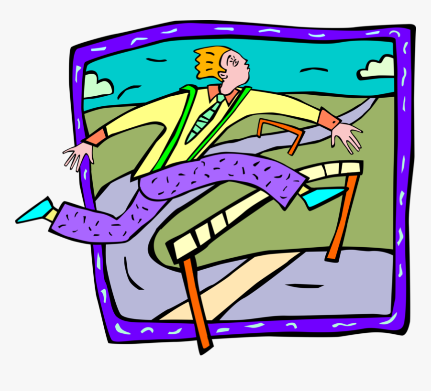 Vector Illustration Of Track And Field Hurdler Running, HD Png Download