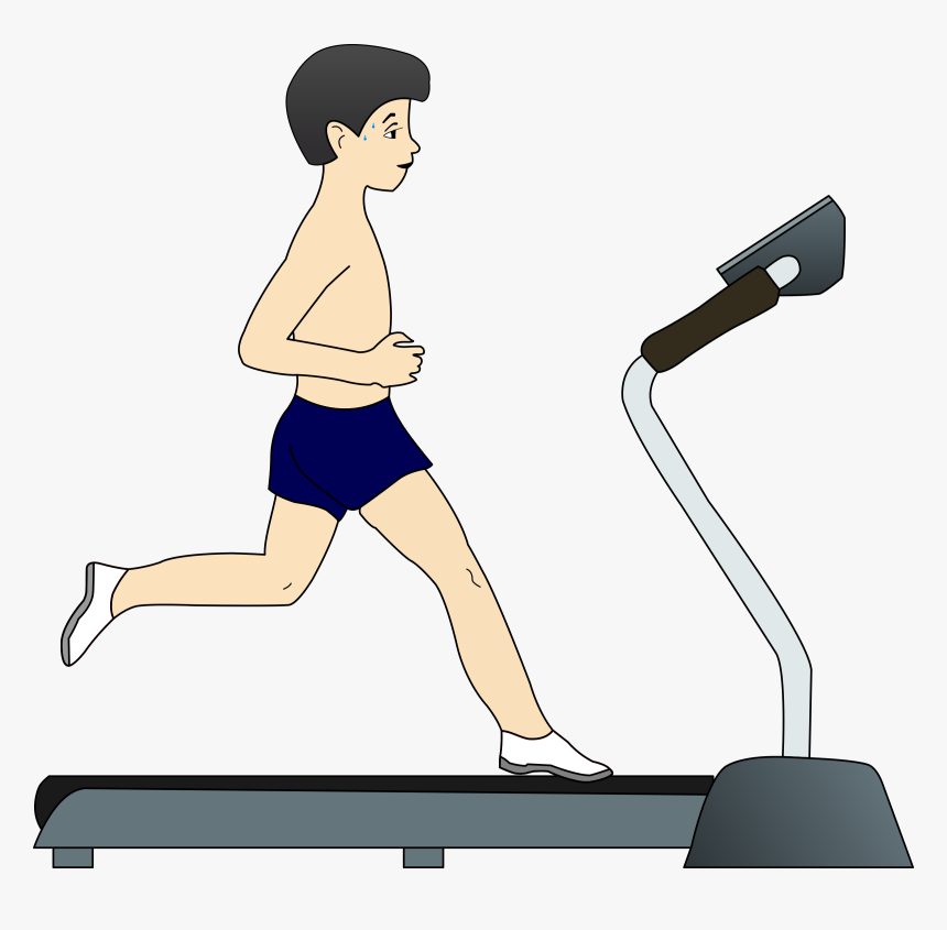 Female Clipart Hurdler - Boy Running On Treadmill, HD Png Download