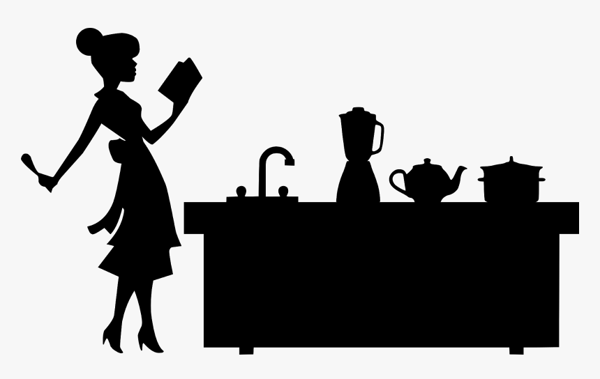 Kitchen, Woman, Silhouette, Chef, Book, Lady, Cooking, - Recipe, HD Png Download