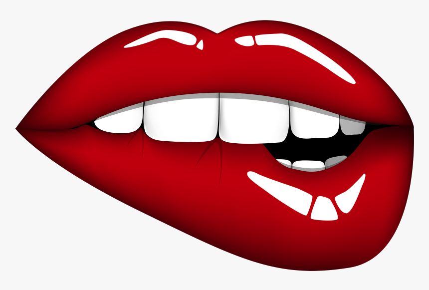 Red Mouth Png Clipart Image - Biting Lips Png, Transparent Png