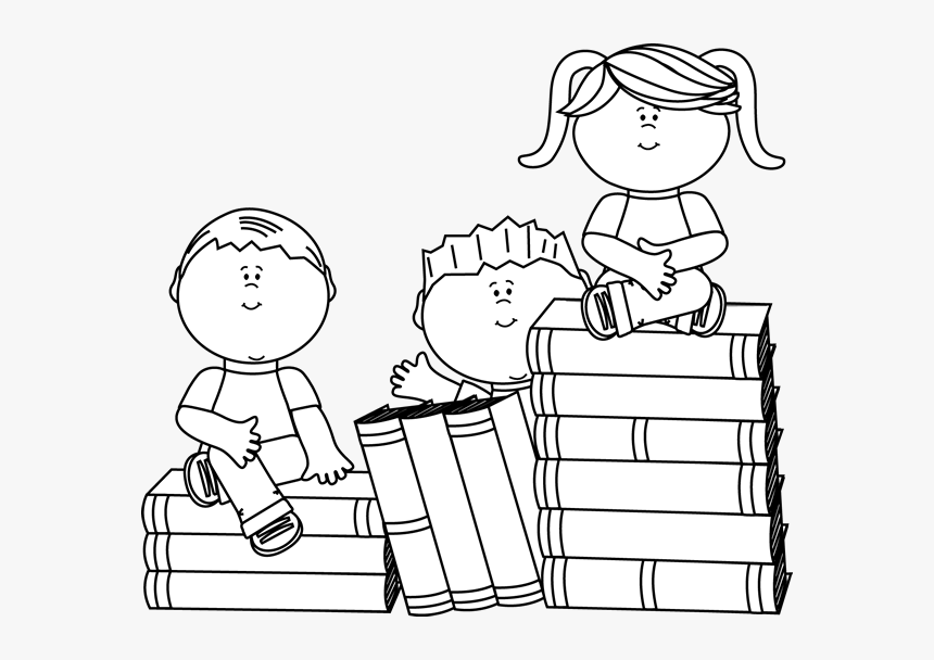 Black And White Kids Sitting On Books - Camp I Am Me, HD Png Download