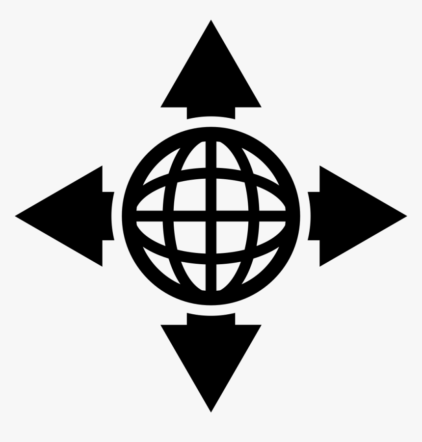 Globe Grid With Four Arrows To Different Directions - Wan Icon, HD Png Download