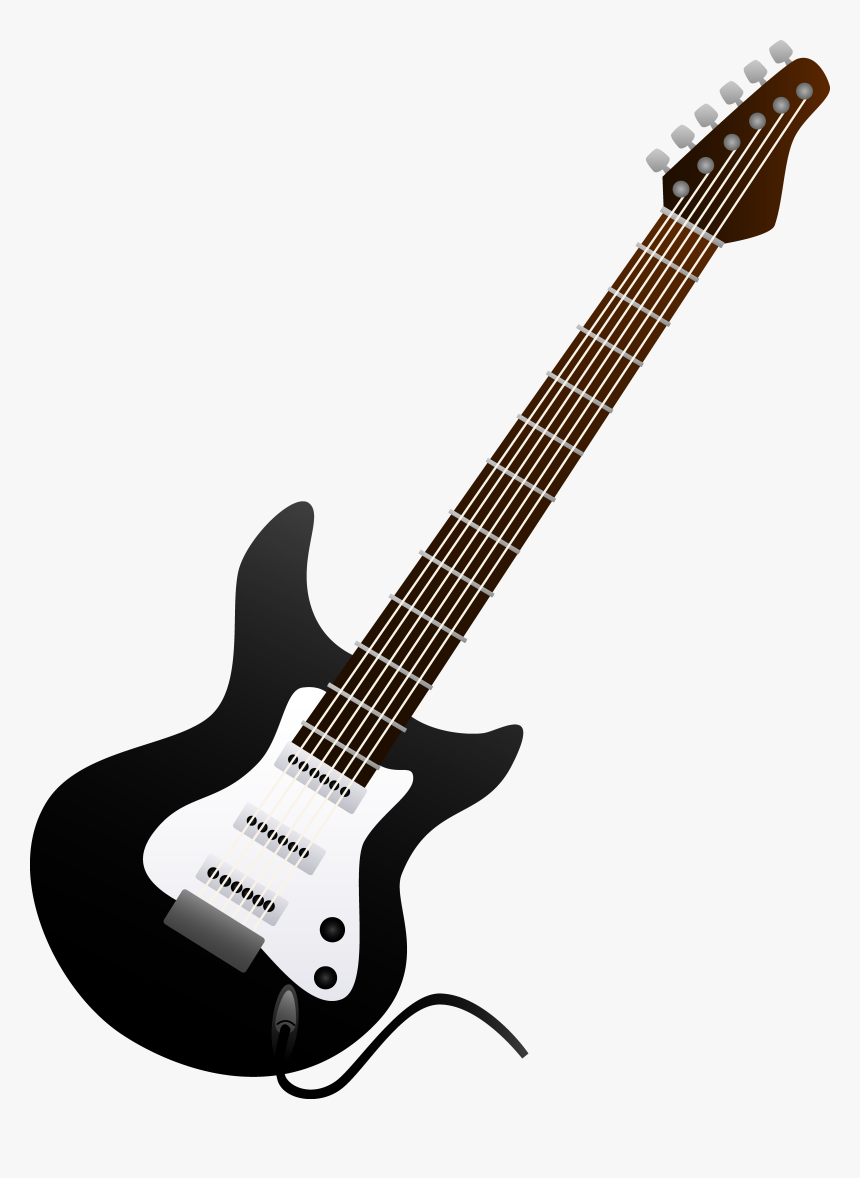 Guitar Black And White Bass Guitar Clipart Black And - Electric Guitar Clipart Black And White, HD Png Download
