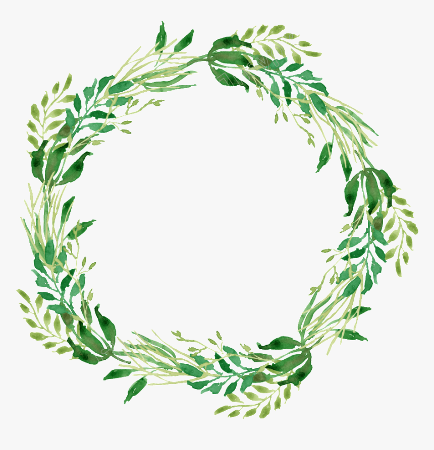 Transparent Herbs Clipart - Green Watercolor Wreath Png, Png Download