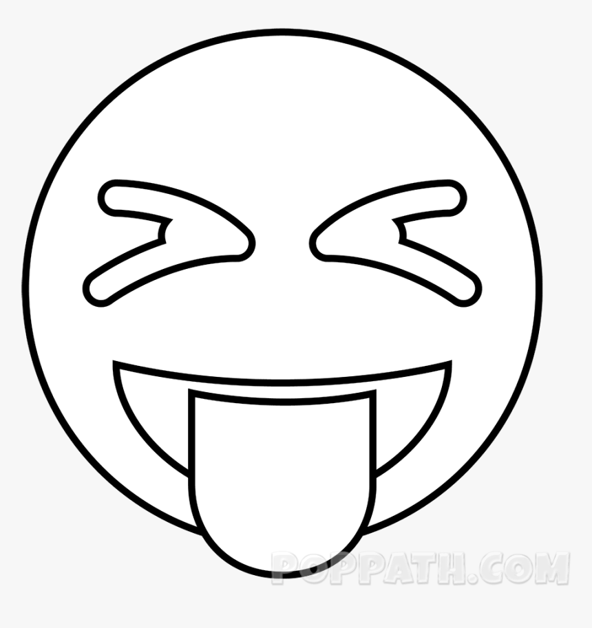 Erase The Extra Lines So That The Drawing Looks Neat - Tongue Emoji Black And White, HD Png Download