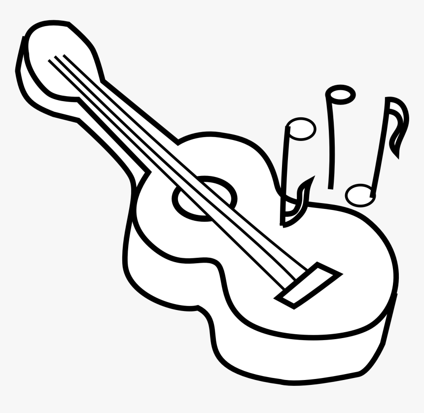 Guitar Black And White Guitar Clip Art Black And White - Ukulele Clipart Black And White, HD Png Download