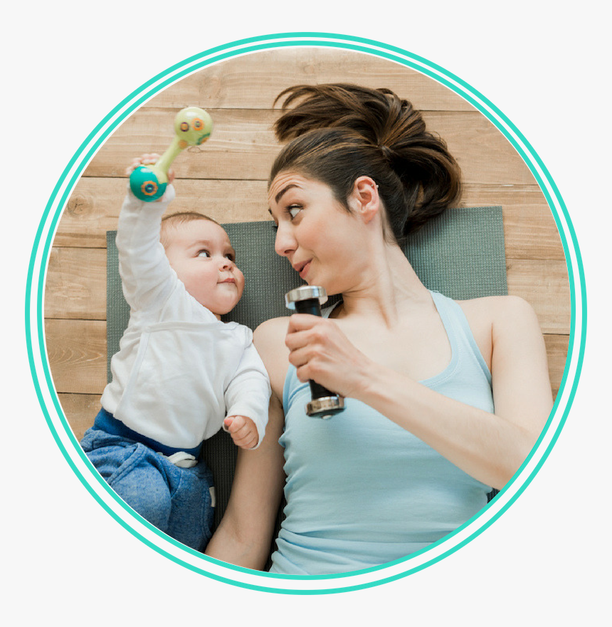 Transparent Baby Hair Png - Mom Working Out With Kids, Png Download