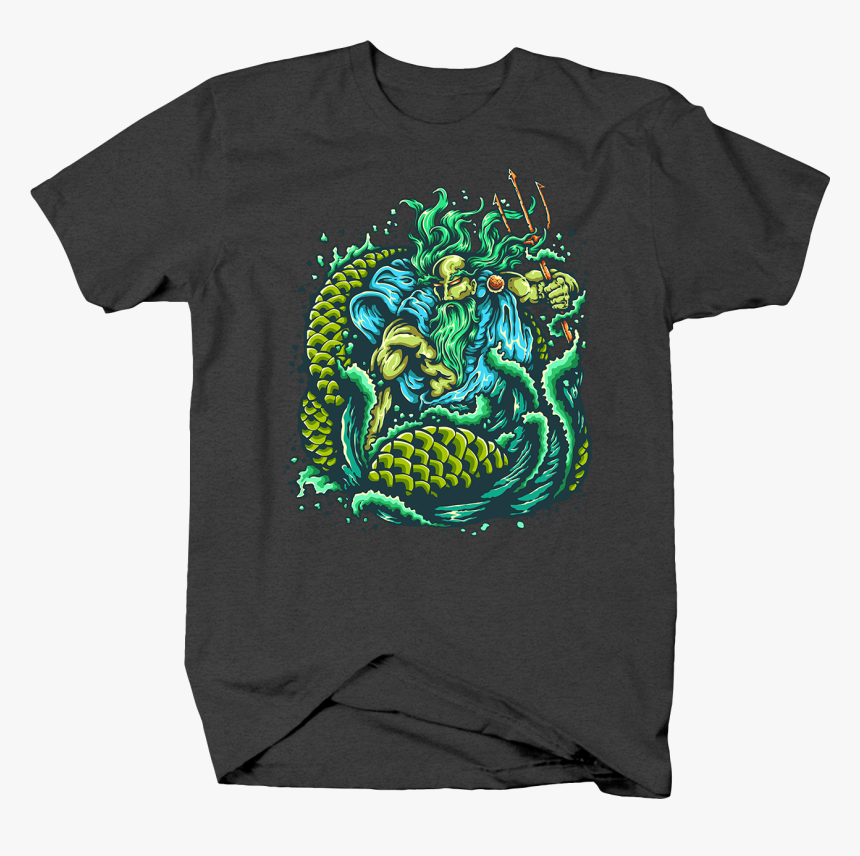 Blue Outline Poseidon Neptune God Of The Sea Trident - Boss T Shirts Animal, HD Png Download
