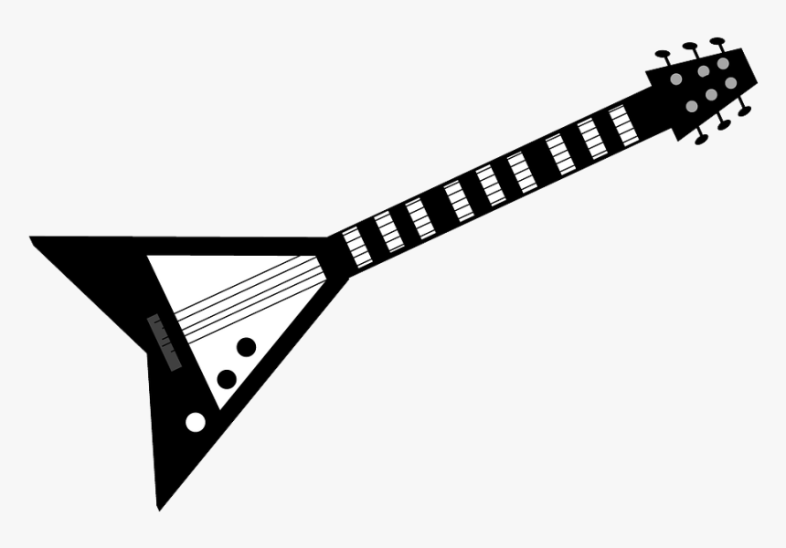 Transparent White Guitar Png - Black And White Electric Guitar Clipart, Png Download