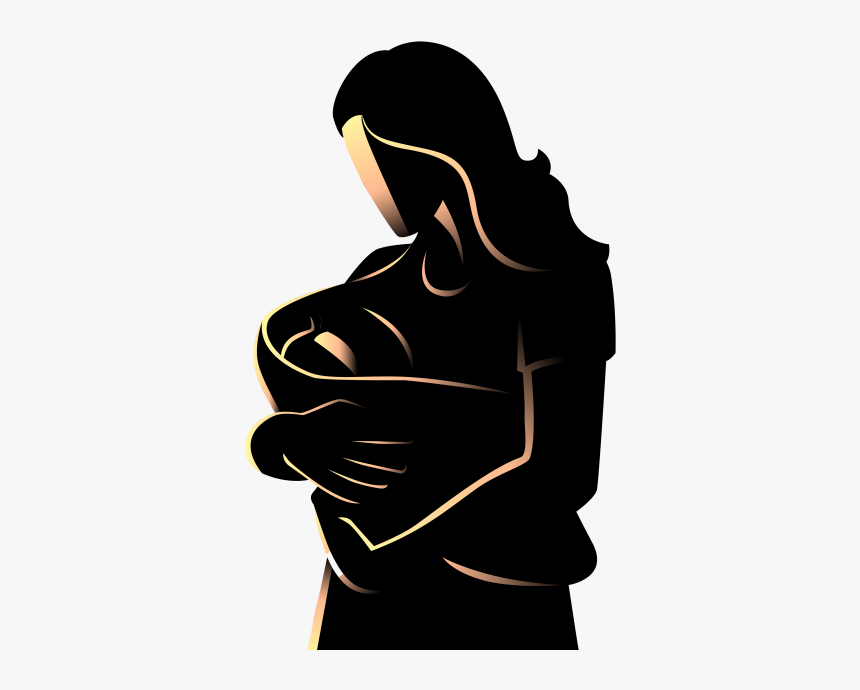 Mom Holding Baby Silhouette Png, Transparent Png