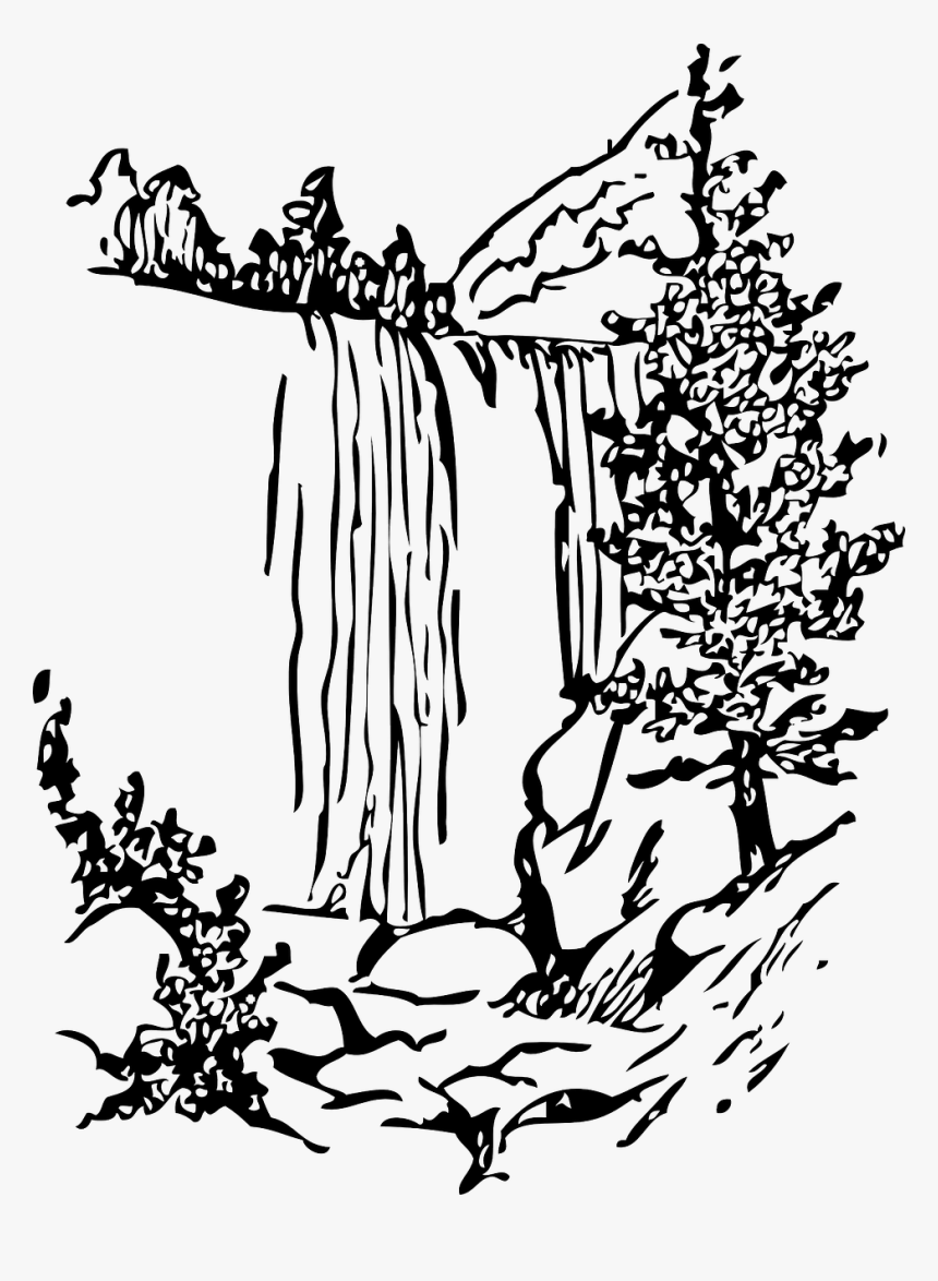 Falls Black And White Clip Art, HD Png Download