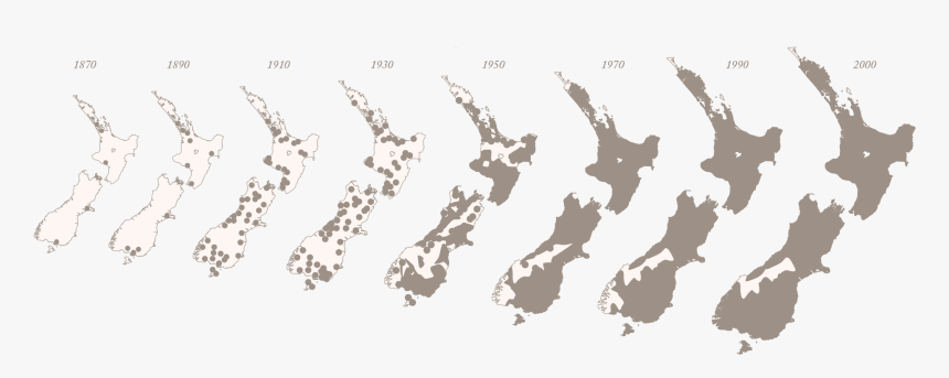 Possum Spread In New Zealand 1870-2000, HD Png Download