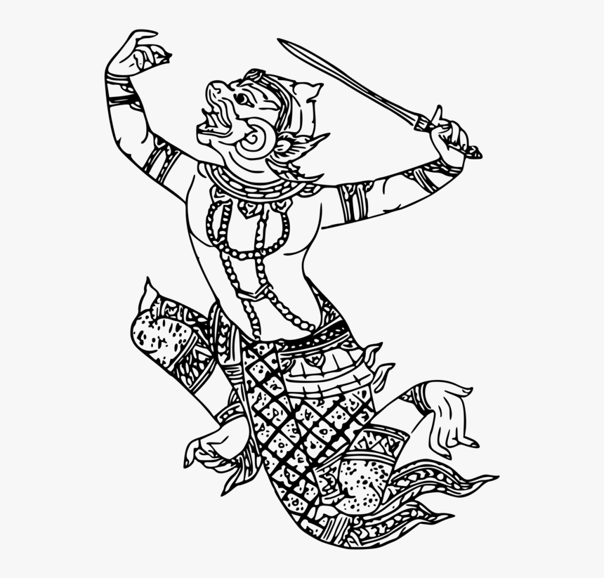 Hanuman Drawing Art - Clipart Hanuman Black Png, Transparent Png