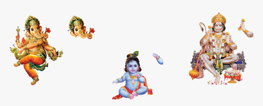 Transparent Hanuman Png - Krishna Hanuman And Ganesh, Png Download