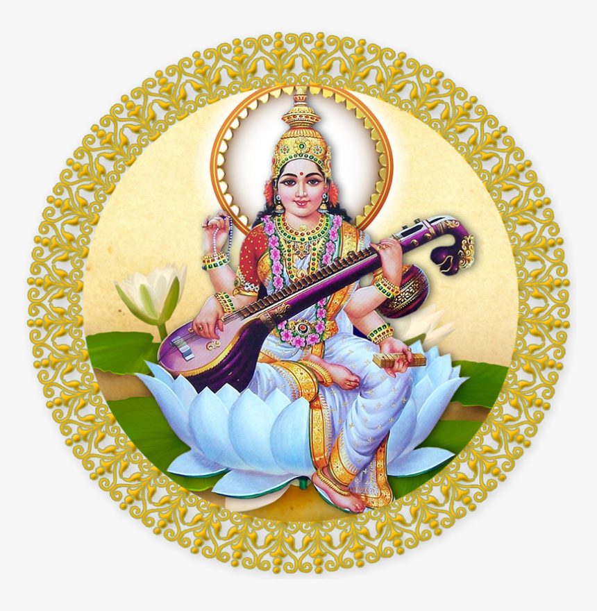 Durga Mata Png - Saraswati Photo In Circle, Transparent Png