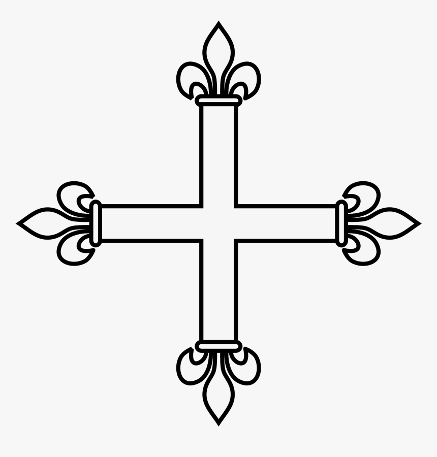 Coa Illustration Cross Fleur De Lys - Cross And Fleur De Lys, HD Png Download