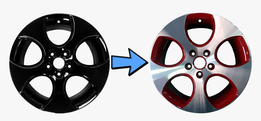 Llanta Negra A Rojo Brillo Pulido Diamantado - Steering Wheel, HD Png Download
