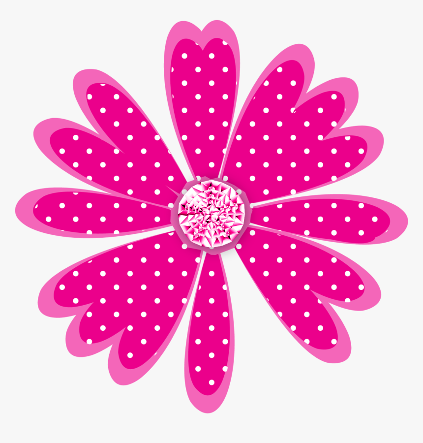 Polka Dot Daisy Pink B - Flower Border Line Png, Transparent Png