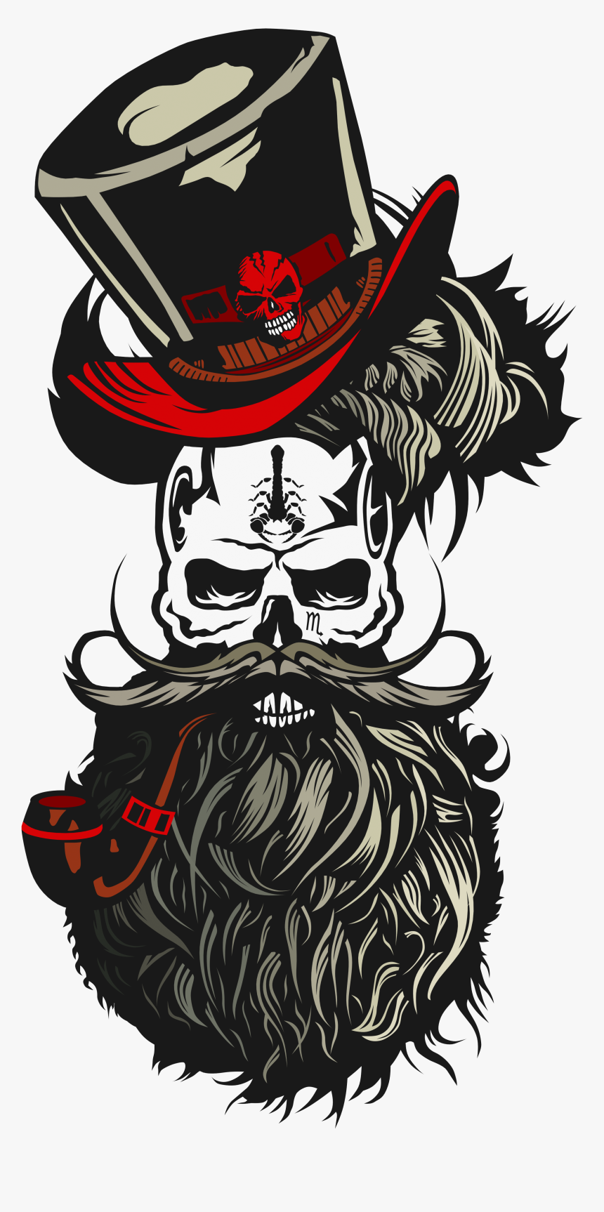 Headdress Clipart Skull - Skull With A Beard, HD Png Download