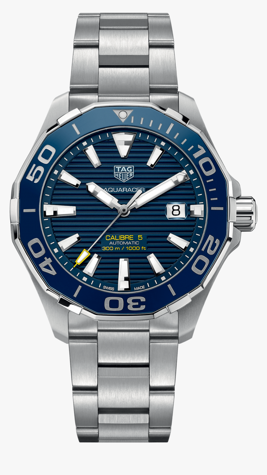 Tag Heuer Aquaracer 43mm Blue & Steel Calibre 5 Watch - Way201a Ba0927, HD Png Download
