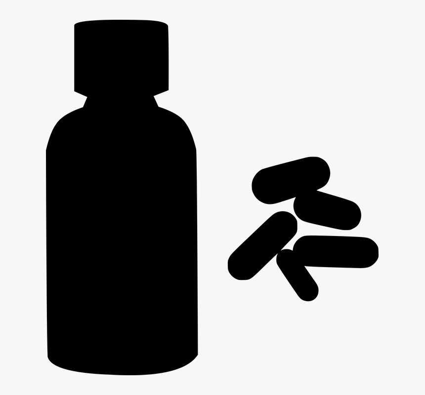 Medicine, Medical, Sick, Bottle, Silhouette - Medicine Silhouette, HD Png Download
