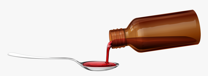 Medical Syrup And Spoon Png Clipart - Glass Bottle, Transparent Png