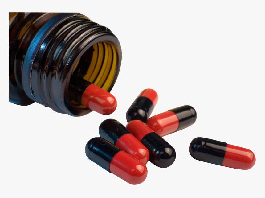 Pills Coming Out From Bottle Png Image, Transparent Png
