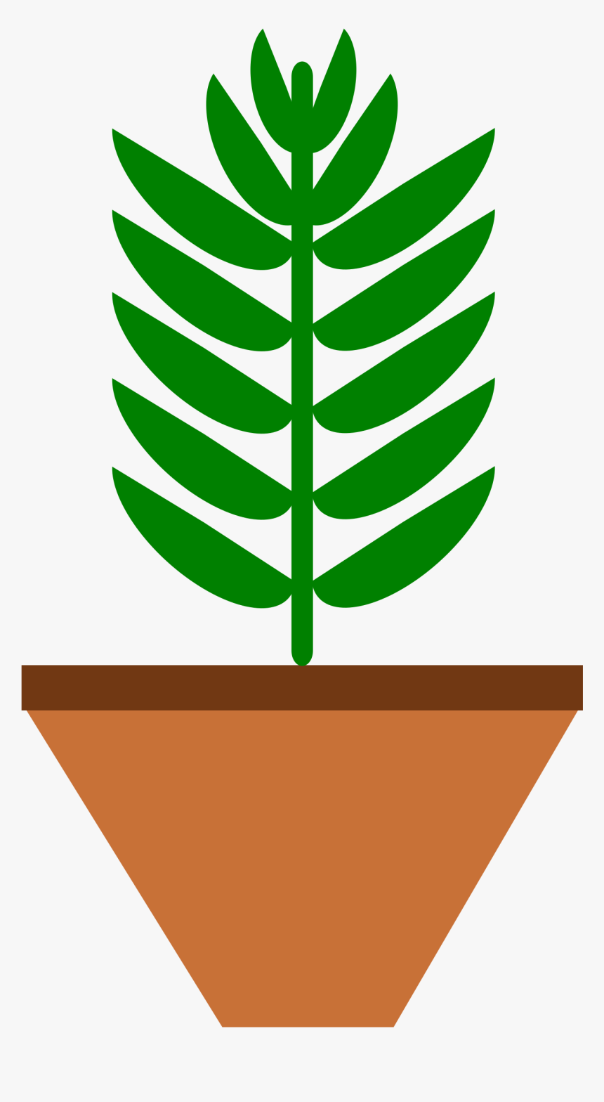 Potted Plant Leaves Only 3 Color With Space On Pot - Pot Plant Clip Art, HD Png Download