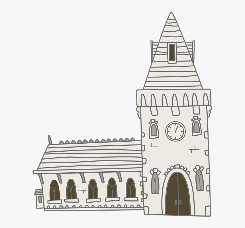 Church, Clip, Art, Drawing, Religion, Symbol, Christian - Wedding Church Cartoon Transparent, HD Png Download