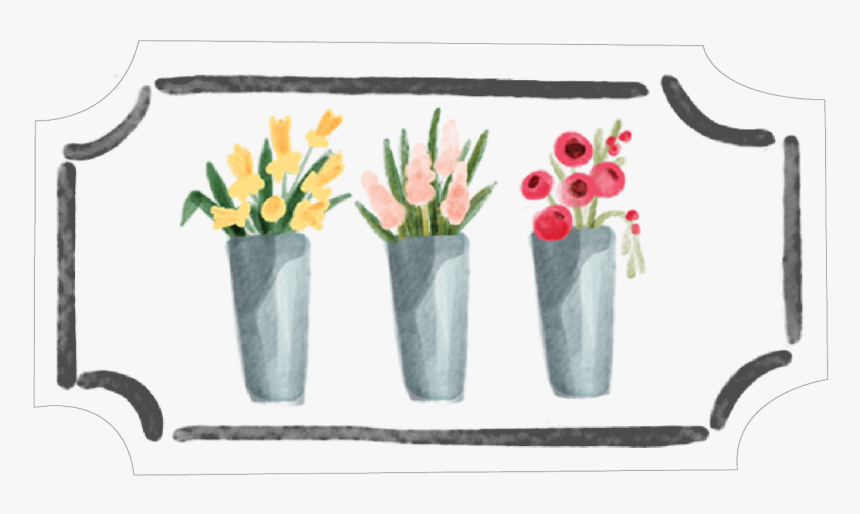 Flower Pots Flat Card Print & Cut File - Bouquet, HD Png Download