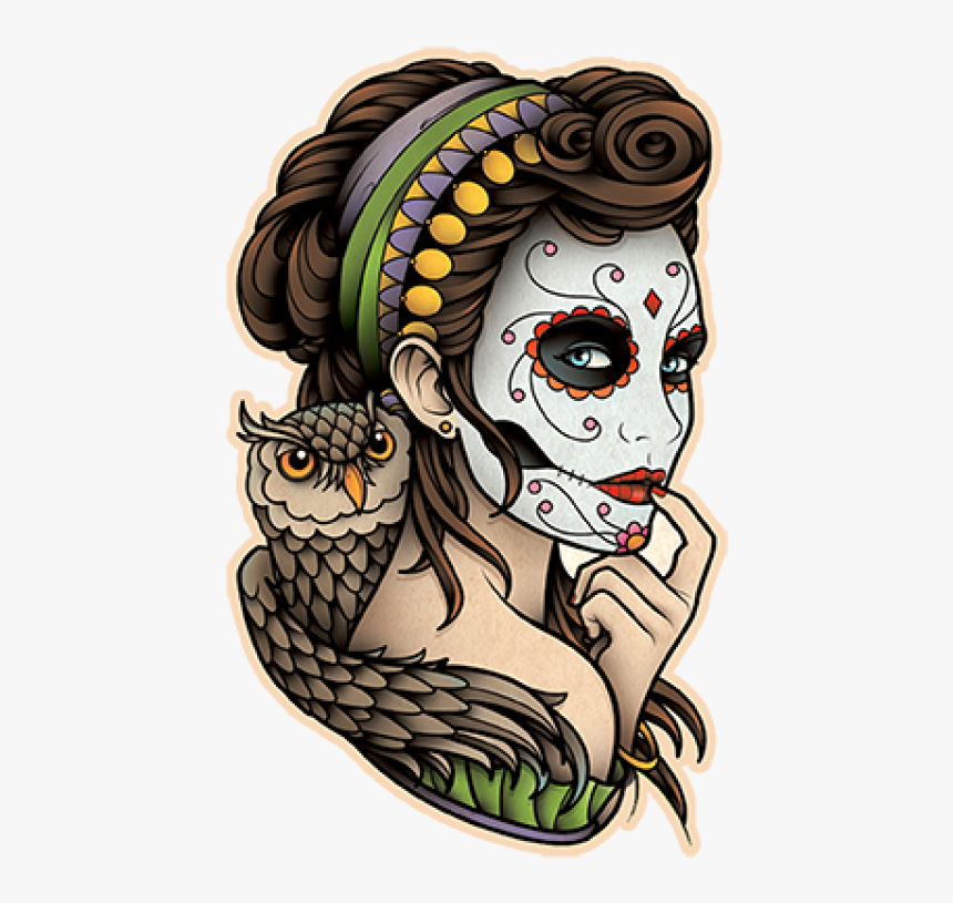 Tattoo Flash La Calavera Catrina Dead Of Clipart - Catrina Traditional Tattoo Flash, HD Png Download