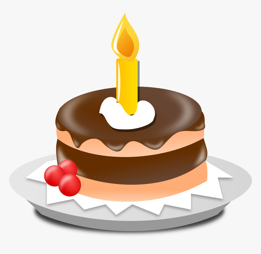 Birthday Cake And Candle Svg Clip Arts - Birthday Cake With One Candle, HD Png Download
