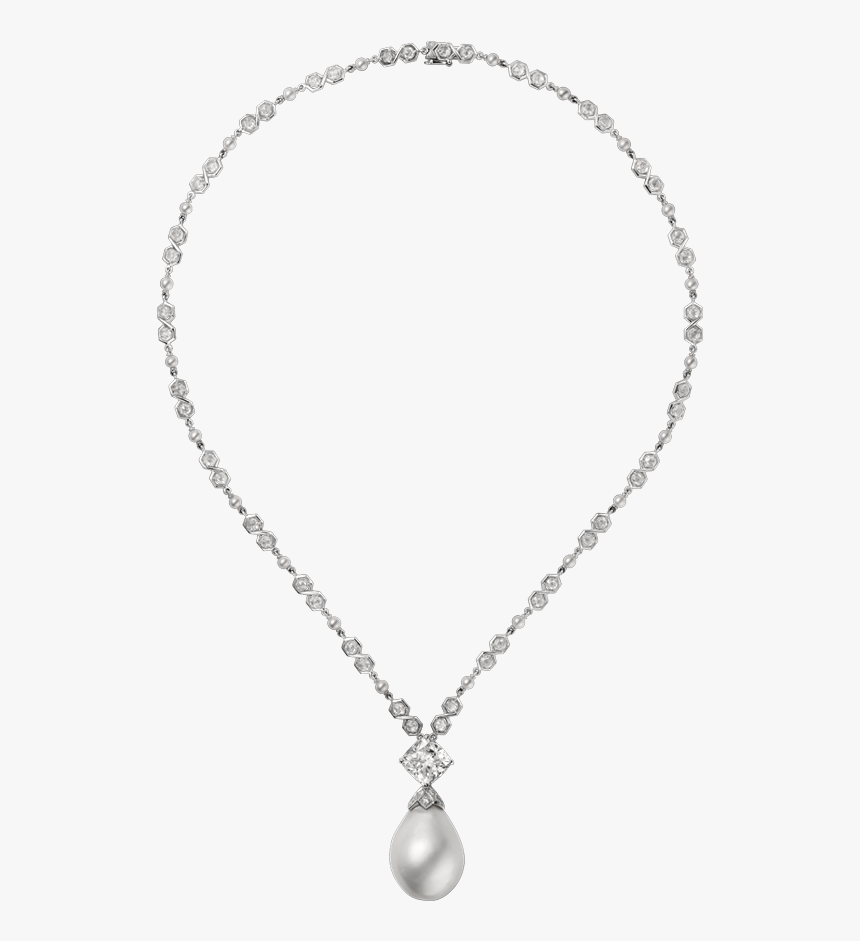 Diamond Necklace With Pearl Png Clipart - Clip Art, Transparent Png